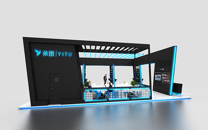 廣州大型展會設計搭建-依圖-安防展台布展搭建